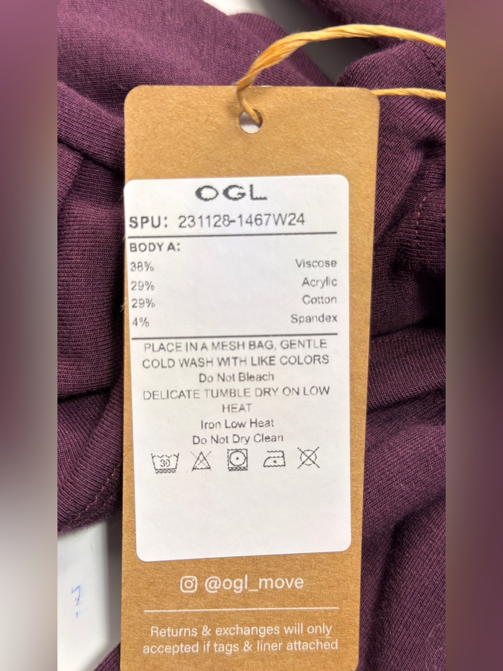 OGLmove Eco Mousse Collared Surplice Faux Wrap Ruched Waist Long Sleeve Dark Fig - Picture 8 of 11